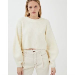 Urban Outfitters UO White Sydney Crewneck Cropped Sweater
